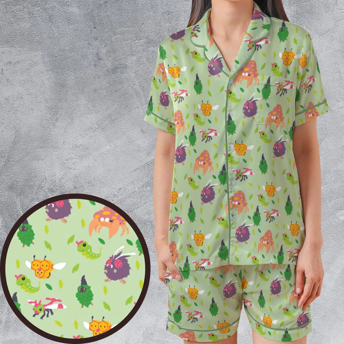 Satin Short-Sleeve Pajamas Set - L8FTJT5D