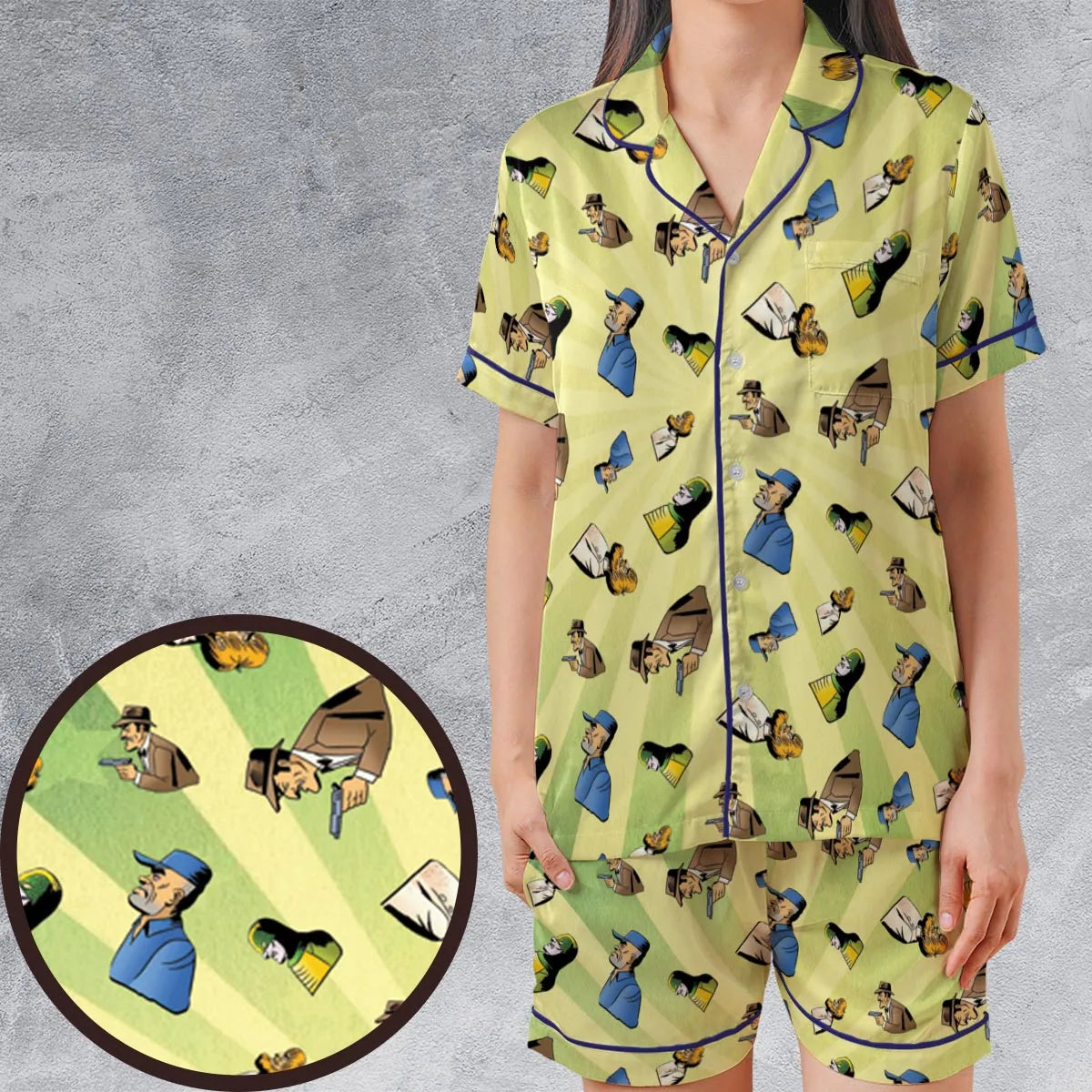 Satin Short-Sleeve Pajamas Set - Q5H5WZWM