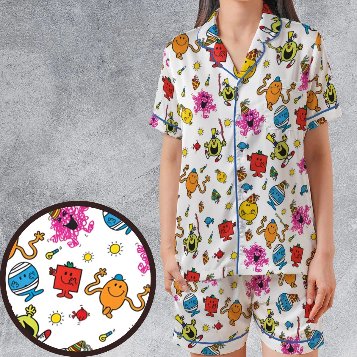 Satin Short-Sleeve Pajamas Set - B8VFTXMG