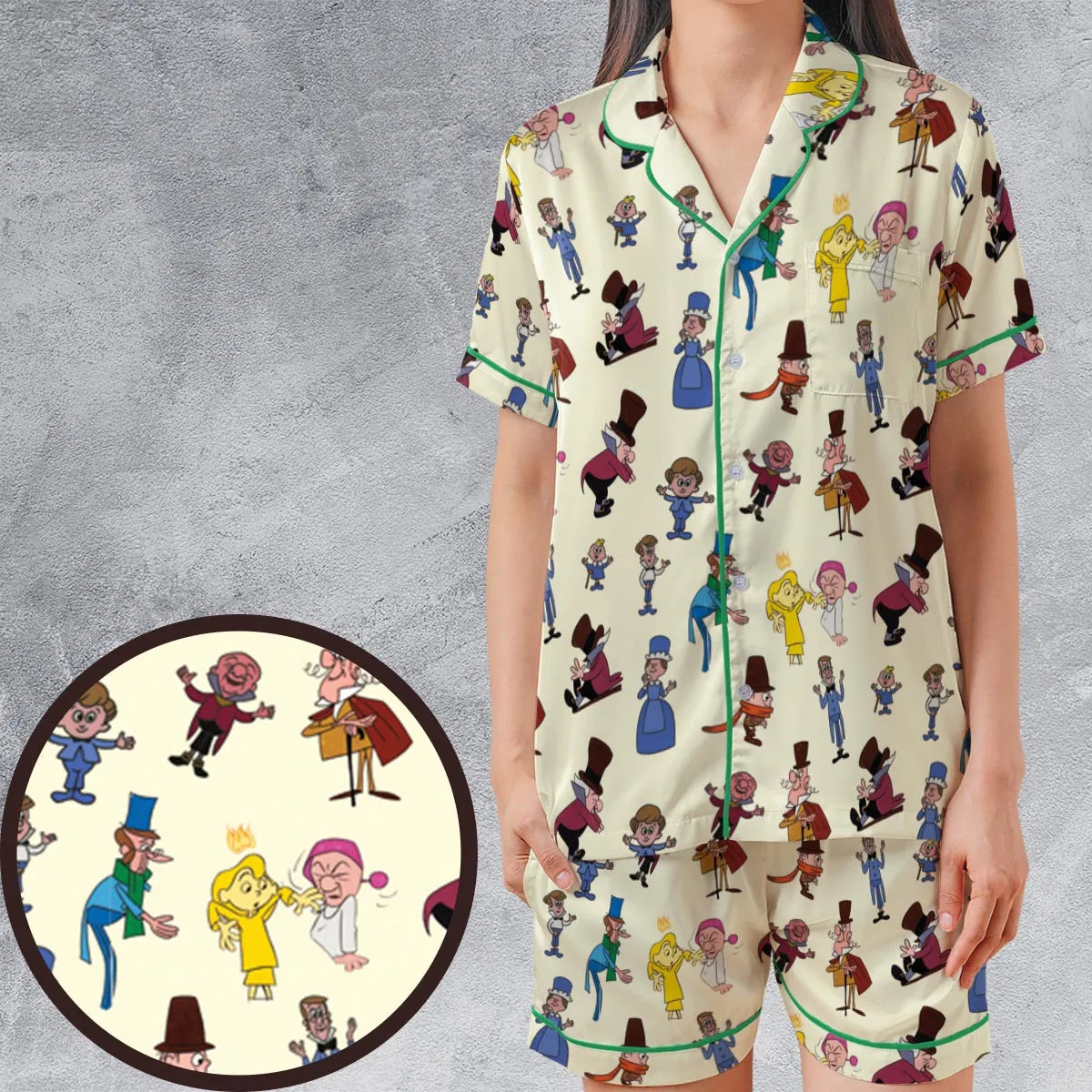 Satin Short-Sleeve Pajamas Set - F4Y7W27J