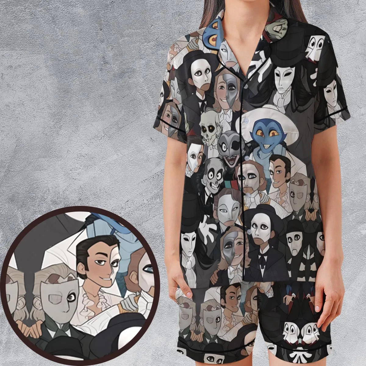 Satin Short-Sleeve Pajamas Set - CXLB9J1X