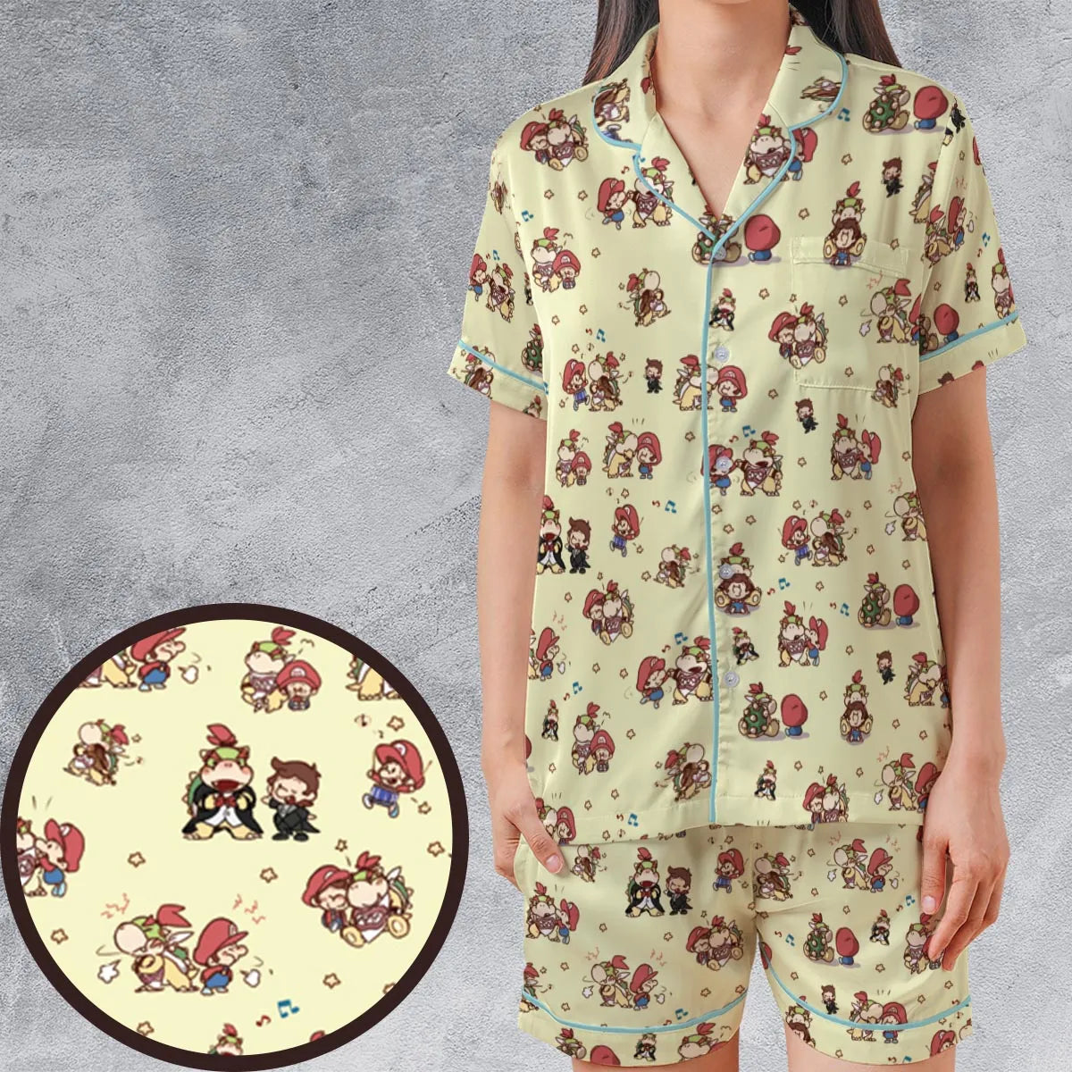 Satin Short-Sleeve Pajamas Set - S3W2SAS1