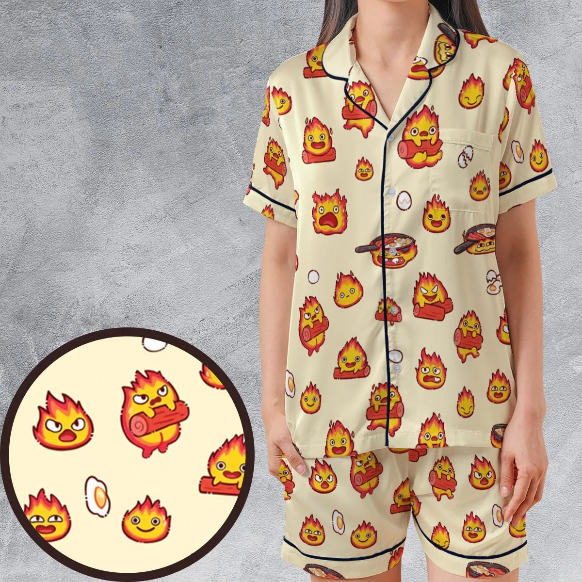 Satin Short-Sleeve Pajamas Set - NU12BNLG