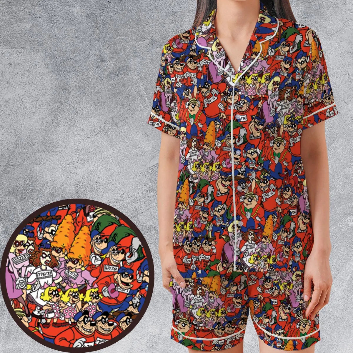 Satin Short-Sleeve Pajamas Set - JCECGNJM
