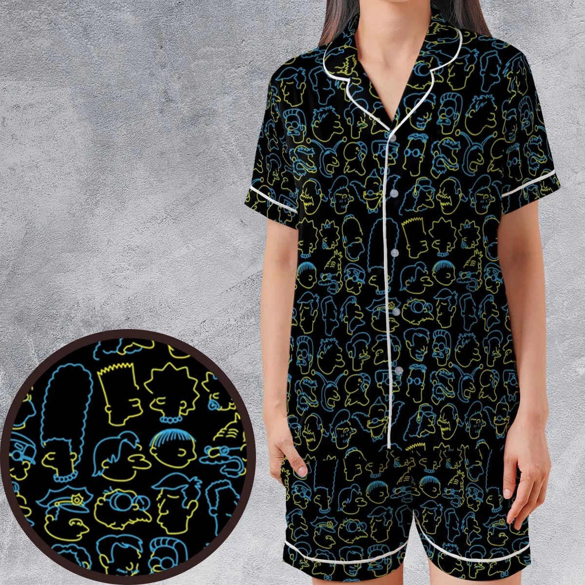 Satin Short-Sleeve Pajamas Set - CPEKRLQS