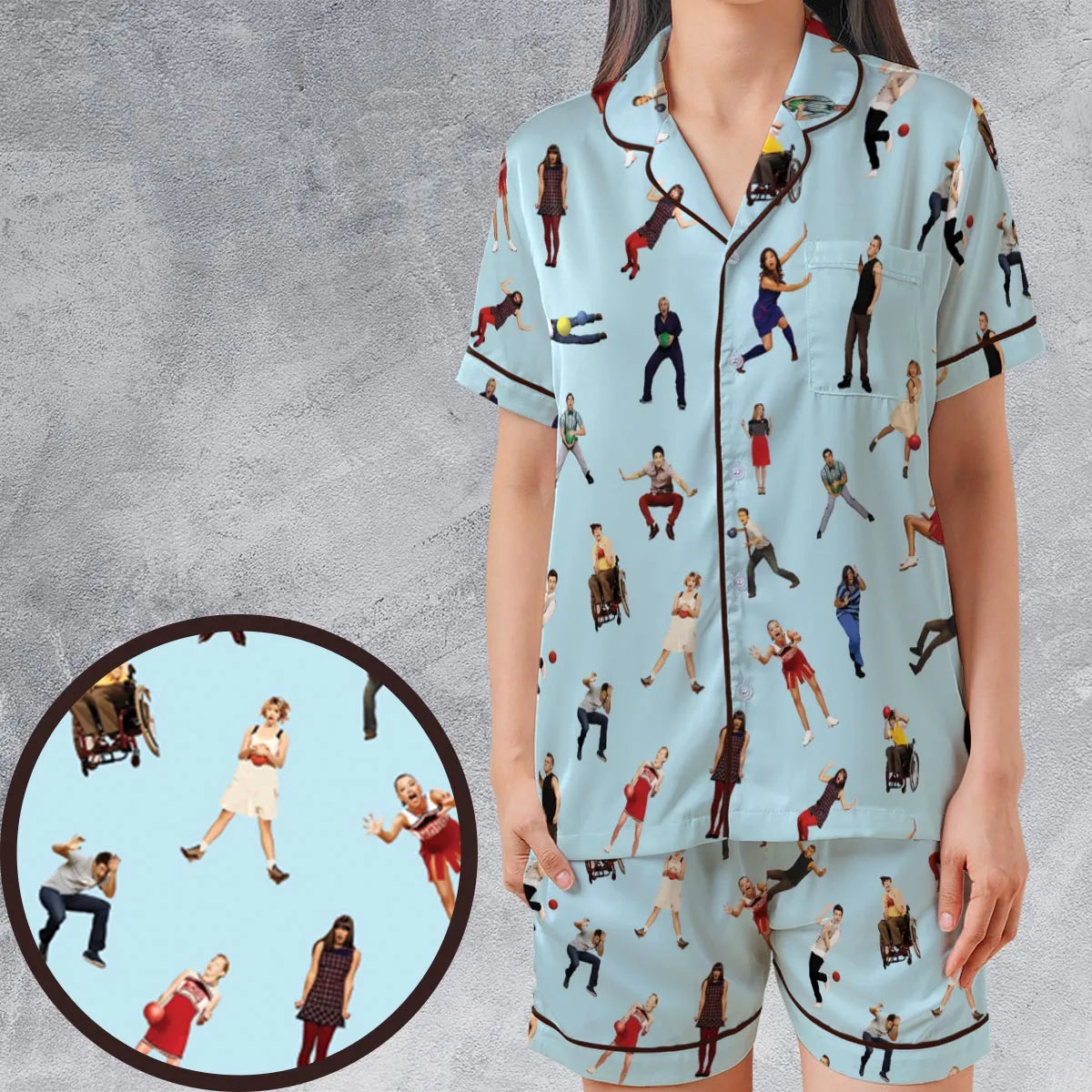 Satin Short-Sleeve Pajamas Set - 68FM612Y