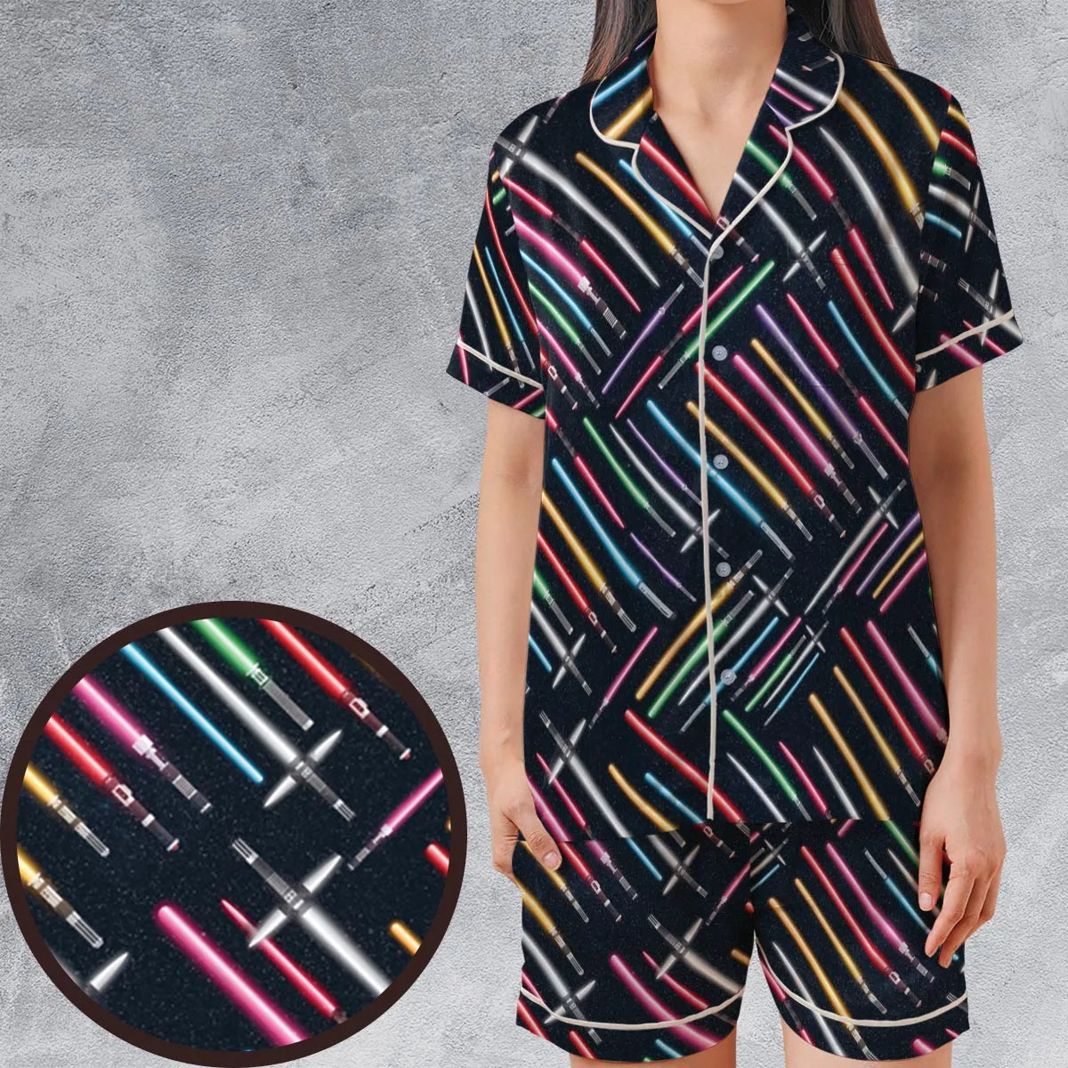 Satin Short-Sleeve Pajamas Set - K67XQK5P