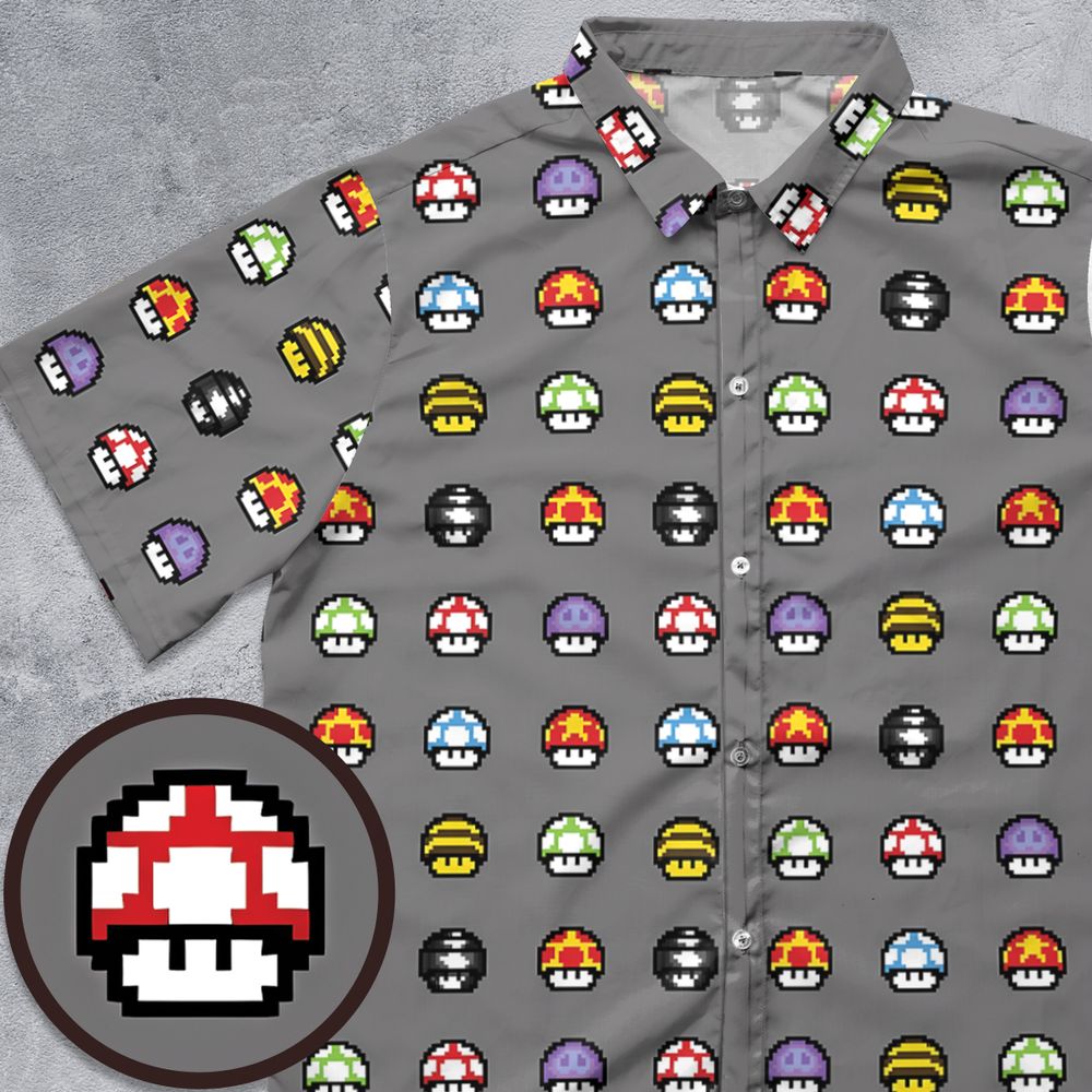 Retro Pixels Mushroom Pattern -  - 1