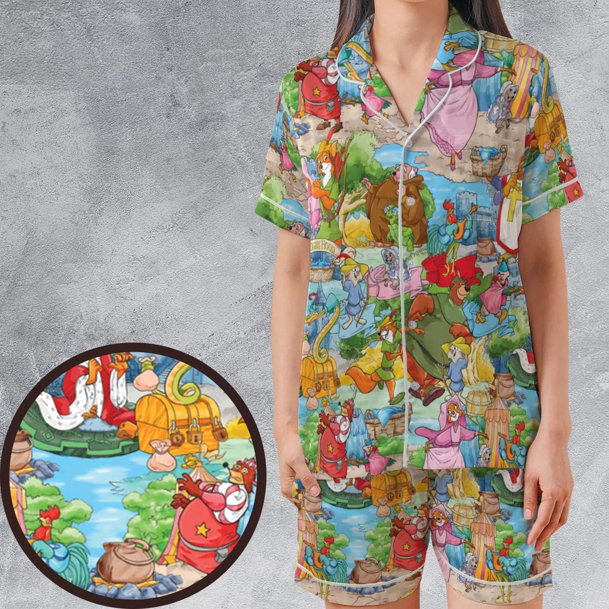 Satin Short-Sleeve Pajamas Set - KD2AML89