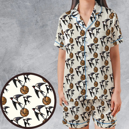 Satin Short-Sleeve Pajamas Set - 4JZMDF1R