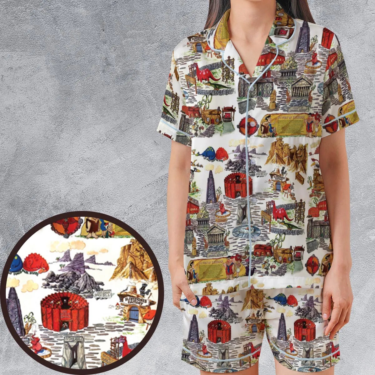 Satin Short-Sleeve Pajamas Set - 7FQX35QY