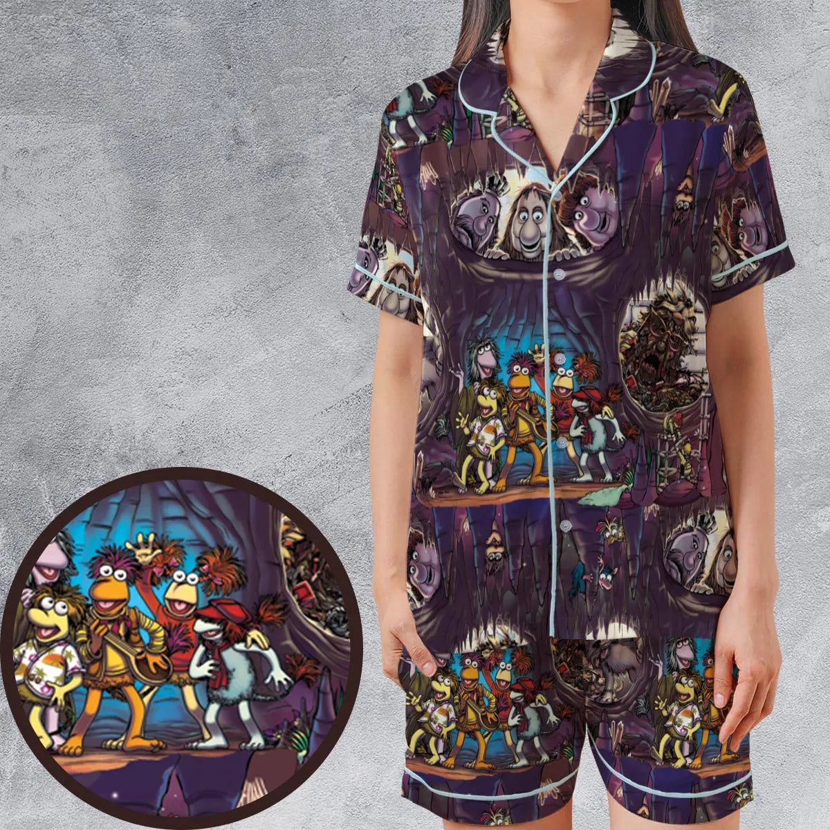 Satin Short-Sleeve Pajamas Set - L8TMDGNH
