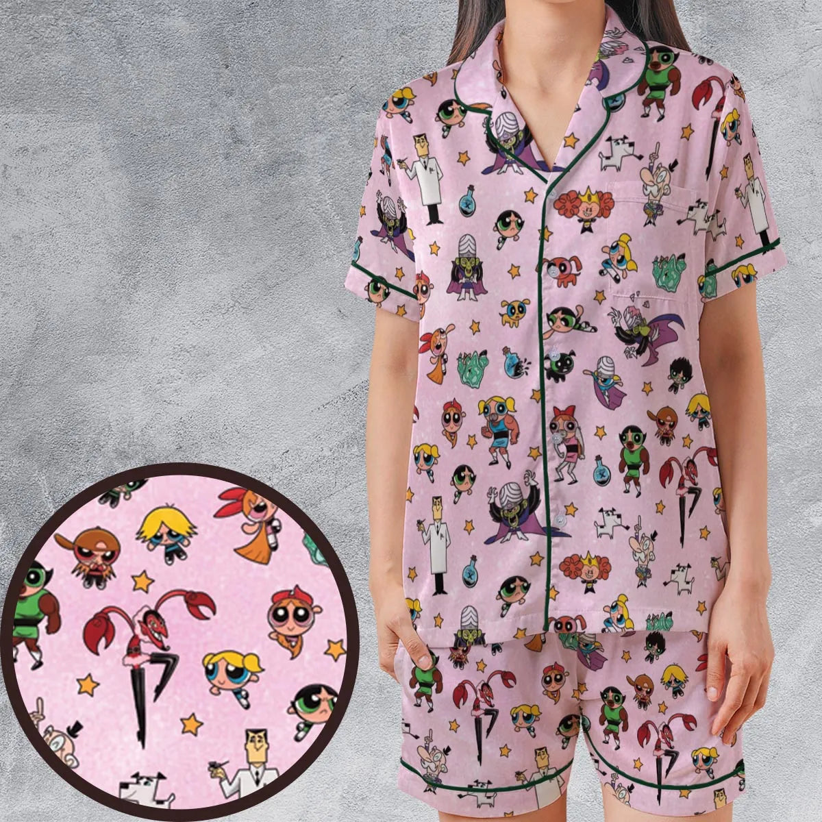 Satin Short-Sleeve Pajamas Set - 66W25VW3