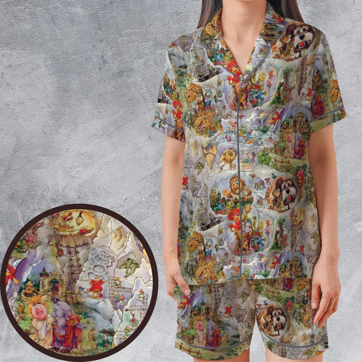 Satin Short-Sleeve Pajamas Set - MP9HQU1E