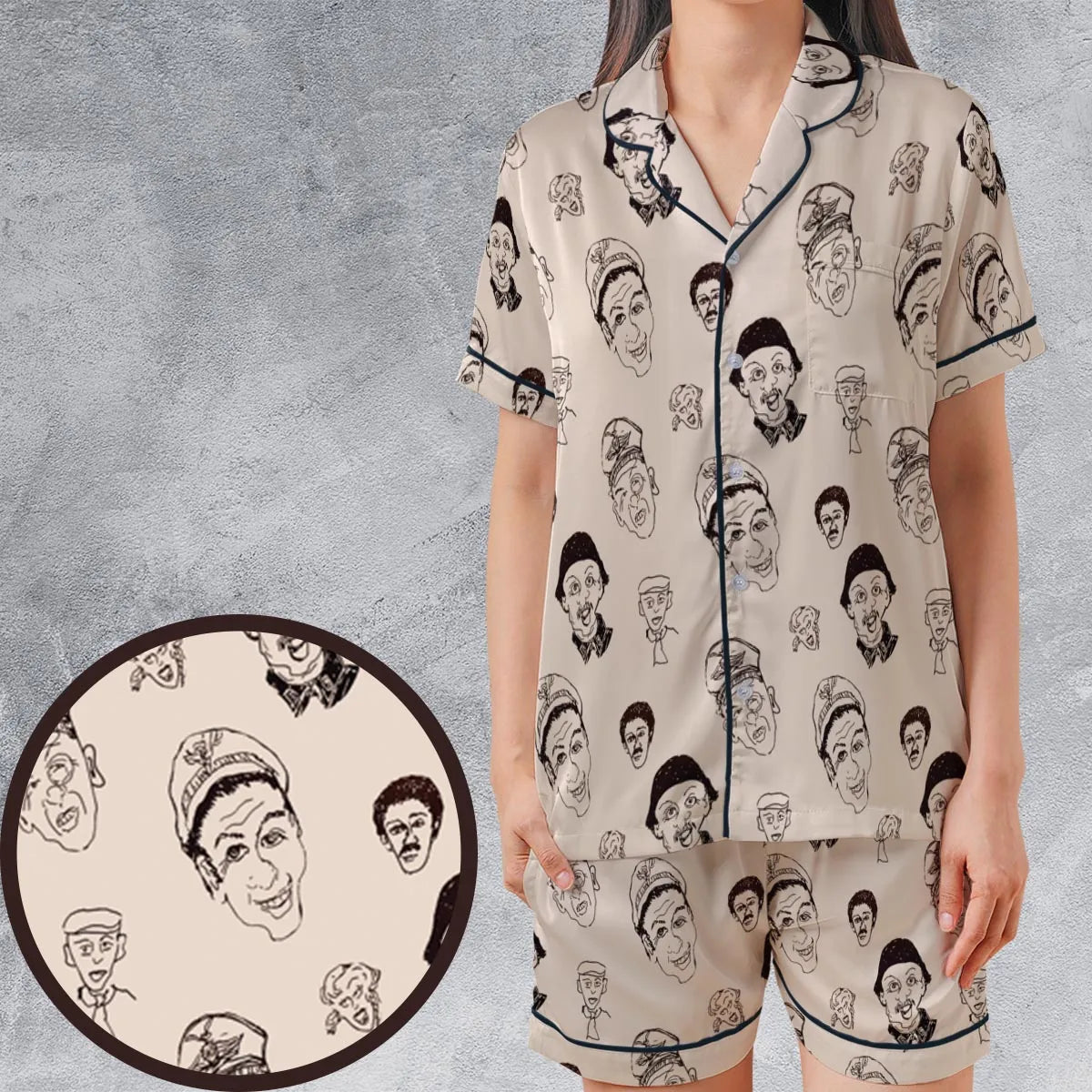 Satin Short-Sleeve Pajamas Set - Q9Z65RCQ