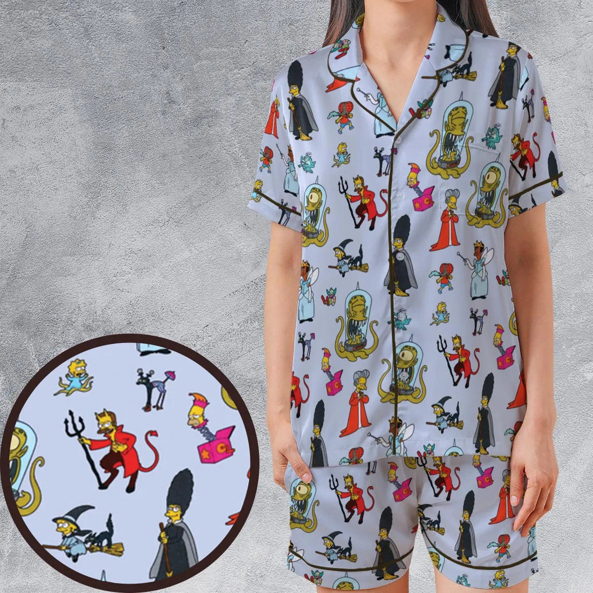 Satin Short-Sleeve Pajamas Set - PWG1SWV8