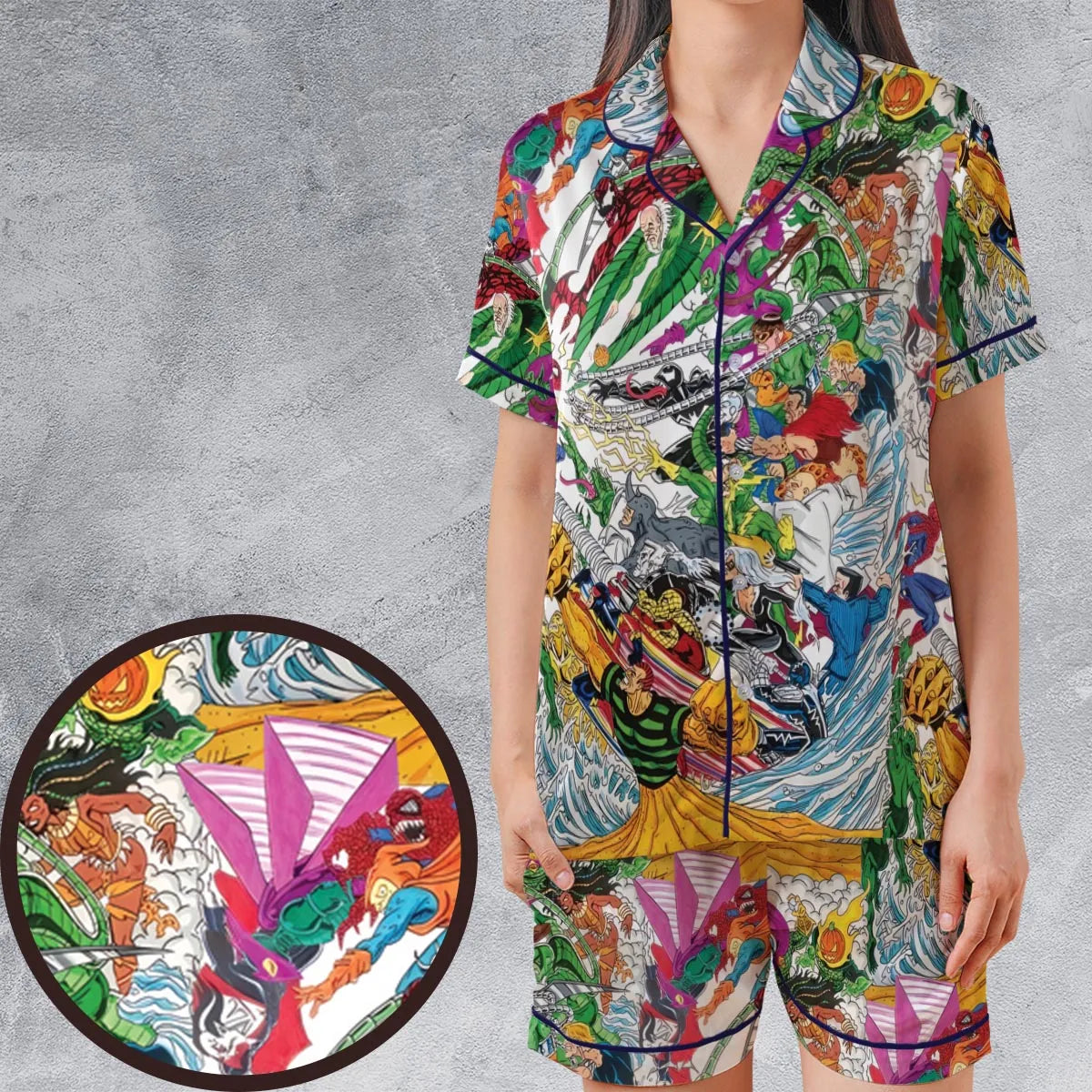 Satin Short-Sleeve Pajamas Set - WXP11RYX
