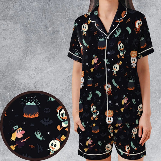 Satin Short-Sleeve Pajamas Set - DPDHTXLN