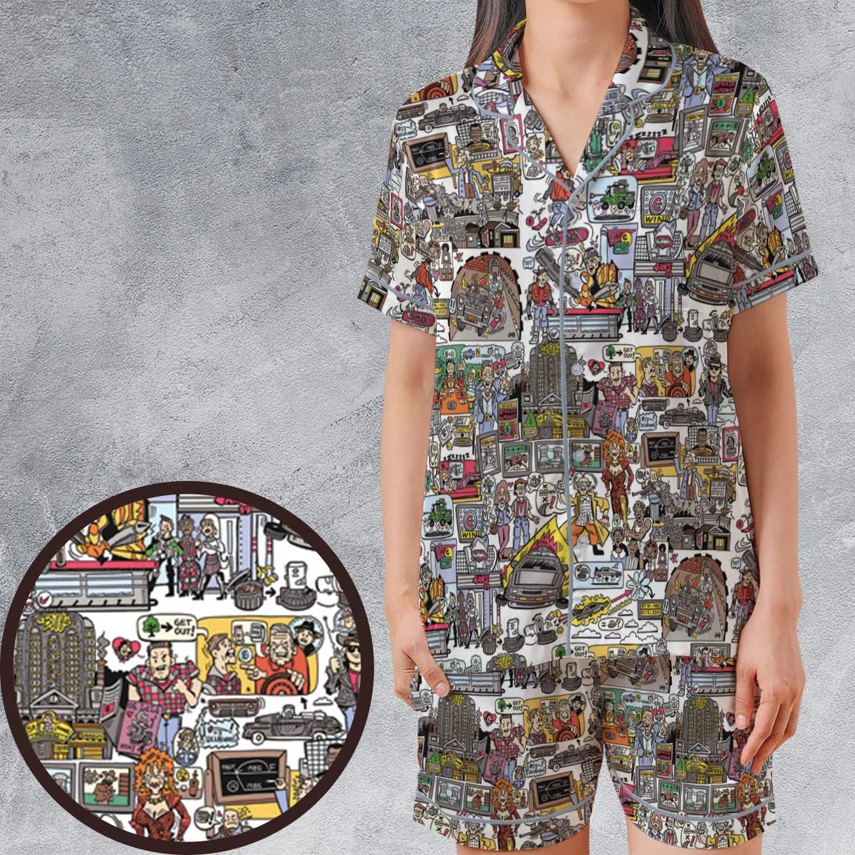 Satin Short-Sleeve Pajamas Set - L8K39X4T