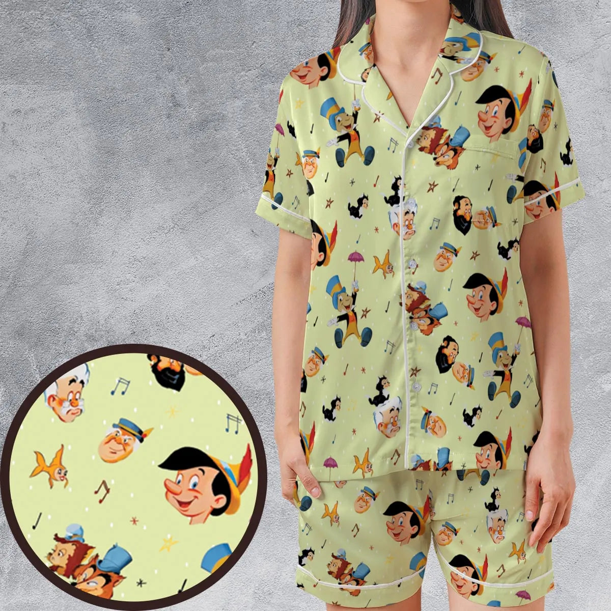 Satin Short-Sleeve Pajamas Set - J9ZYZ97A