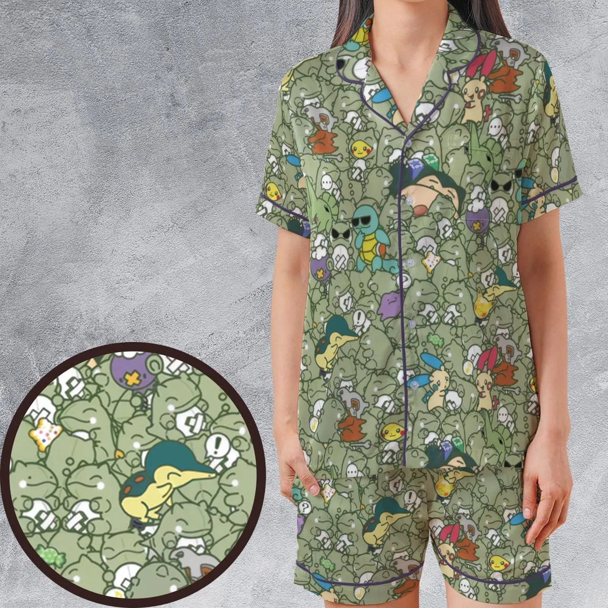Satin Short-Sleeve Pajamas Set - VKEUKVLM