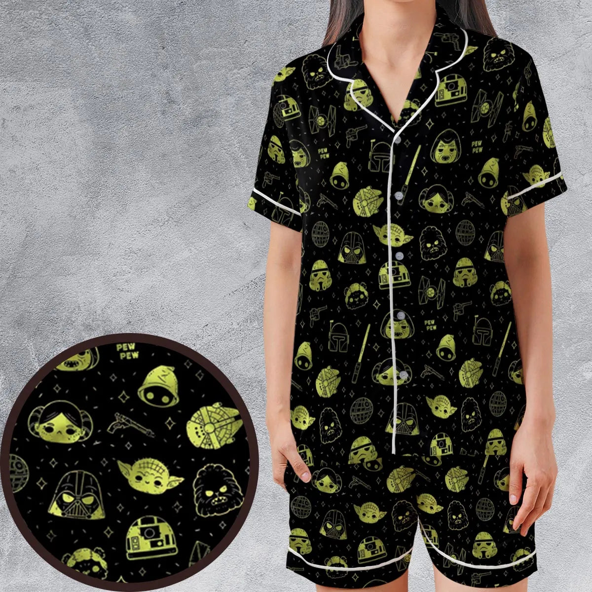 Satin Short-Sleeve Pajamas Set - AAW25LVH