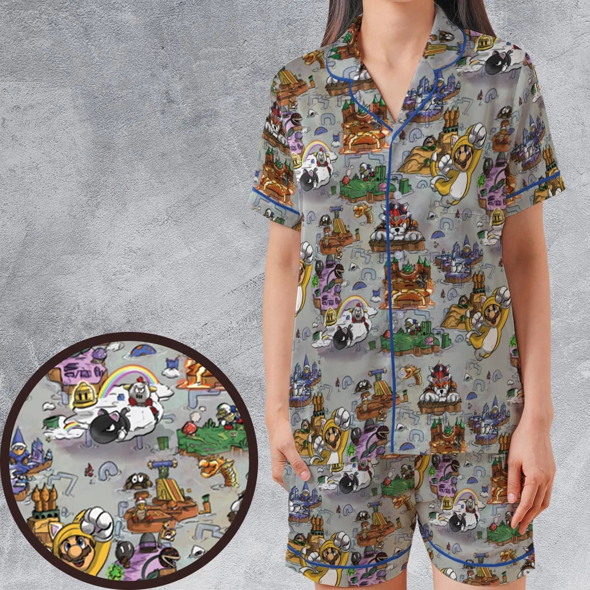 Satin Short-Sleeve Pajamas Set - T8T77E5Z