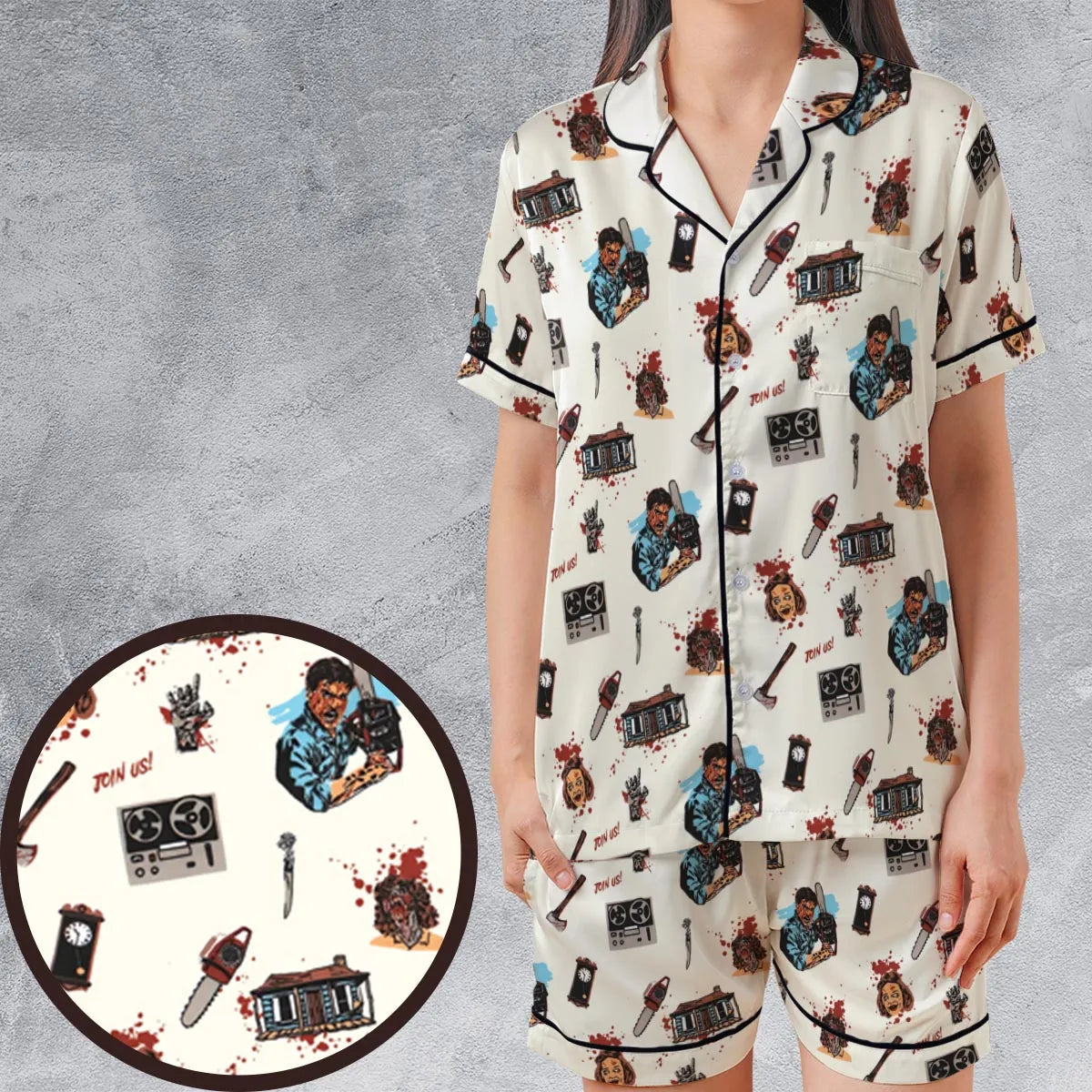 Satin Short-Sleeve Pajamas Set - FTLSHUV7