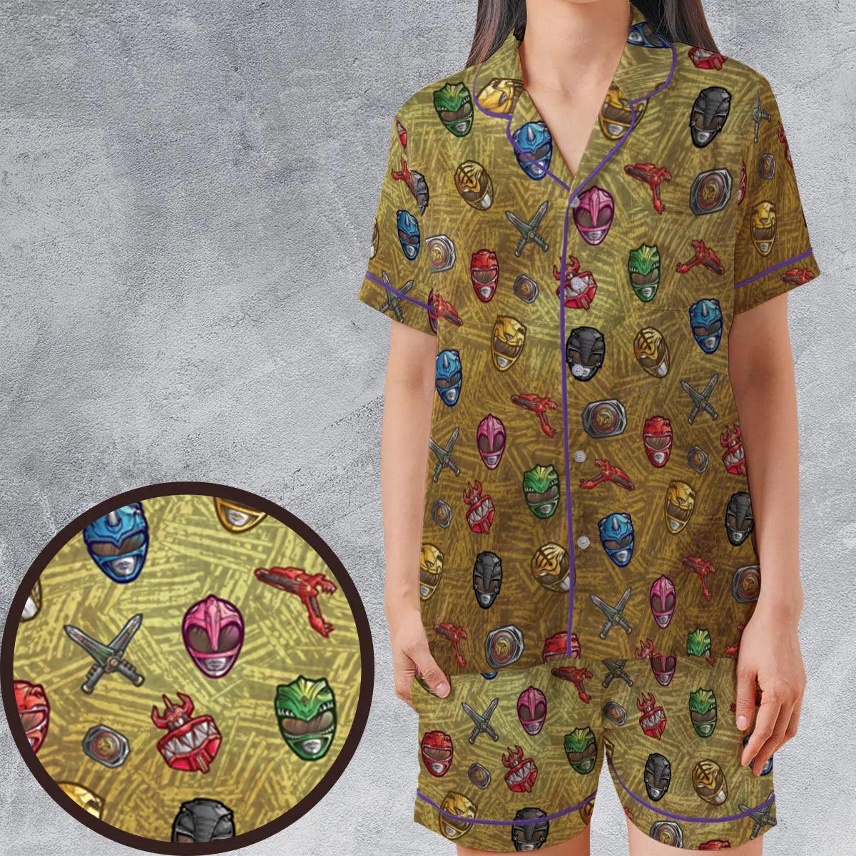 Satin Short-Sleeve Pajamas Set - P6BMRK93