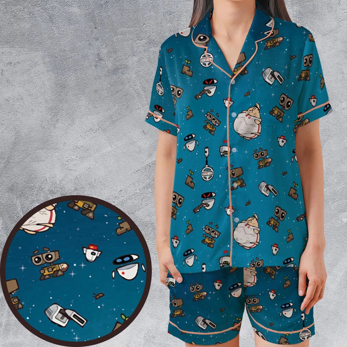 Satin Short-Sleeve Pajamas Set - VJNVAE89