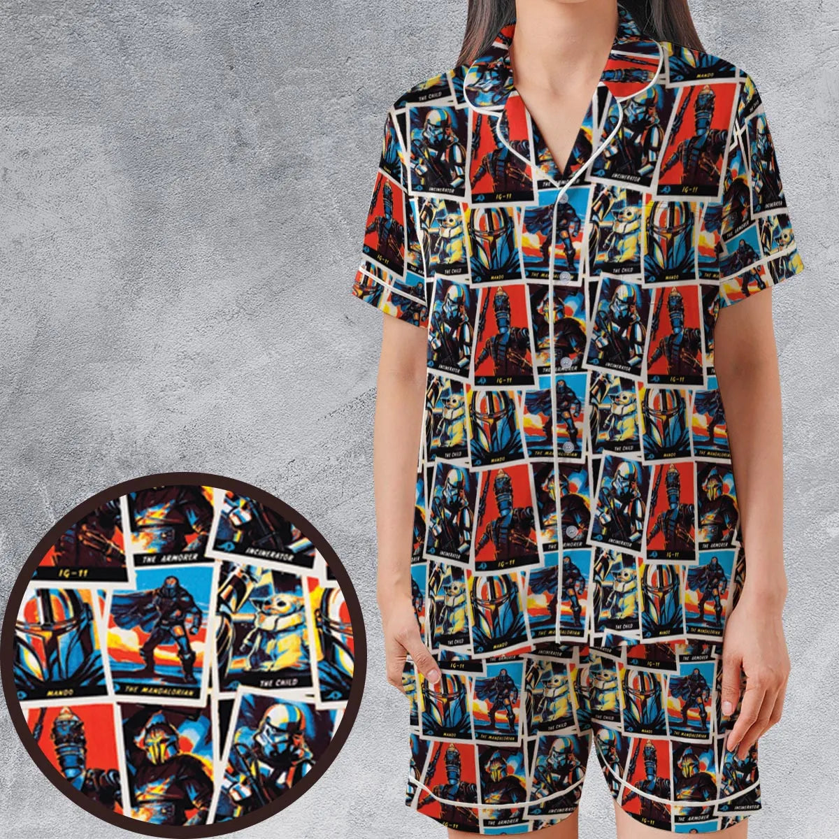 Satin Short-Sleeve Pajamas Set - 8YSAQCLQ