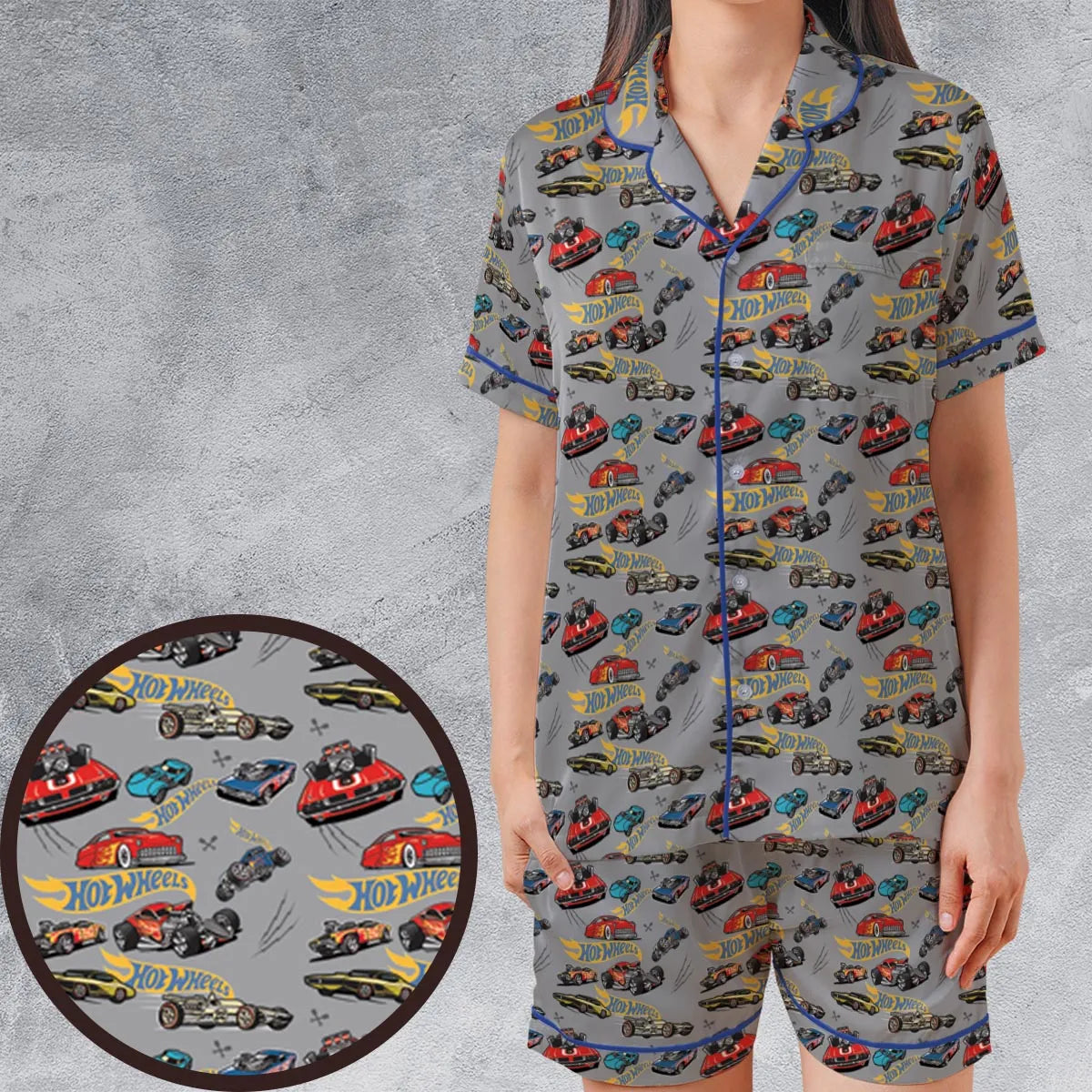 Satin Short-Sleeve Pajamas Set - 3FPM1V2E