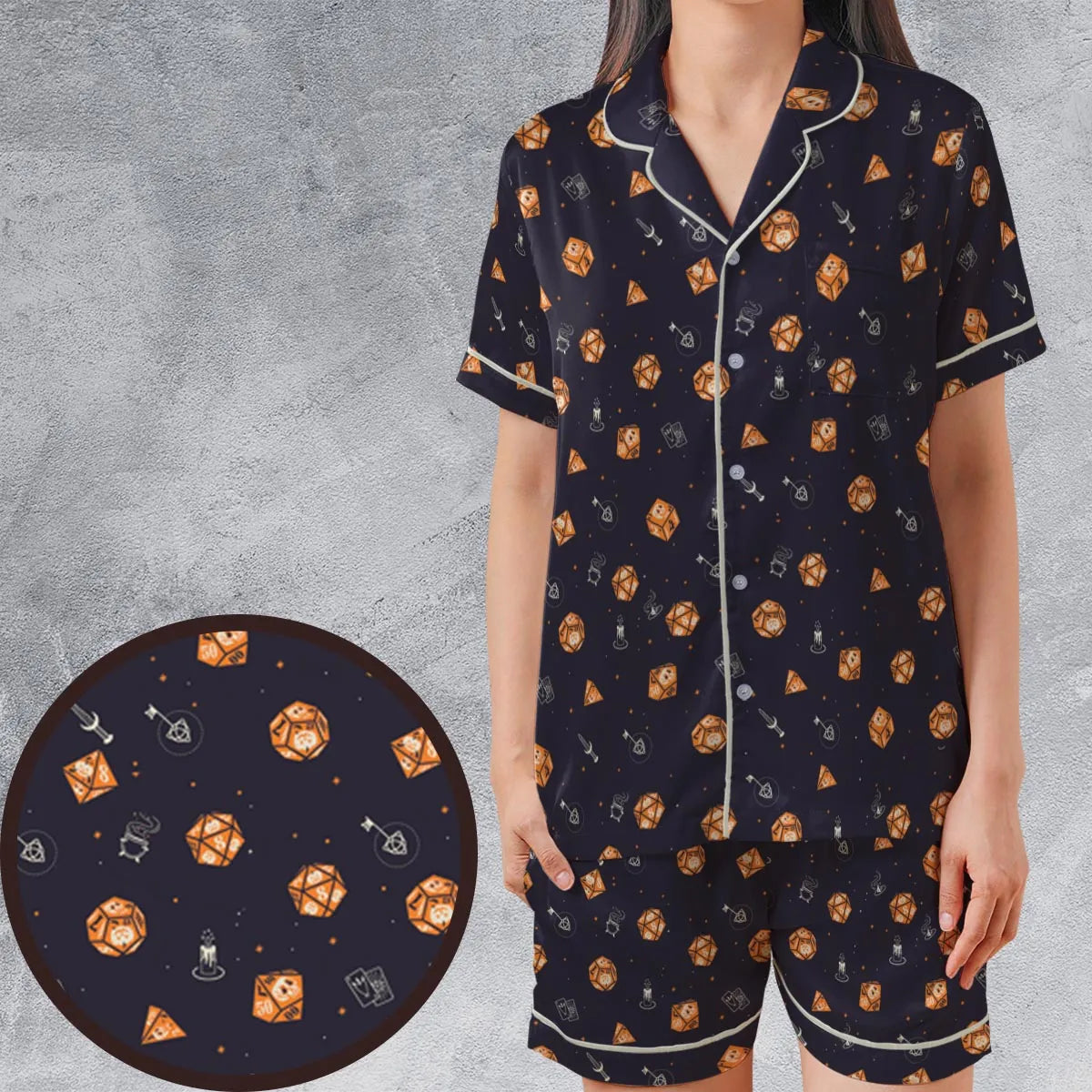 Satin Short-Sleeve Pajamas Set - BPUQDKQ3