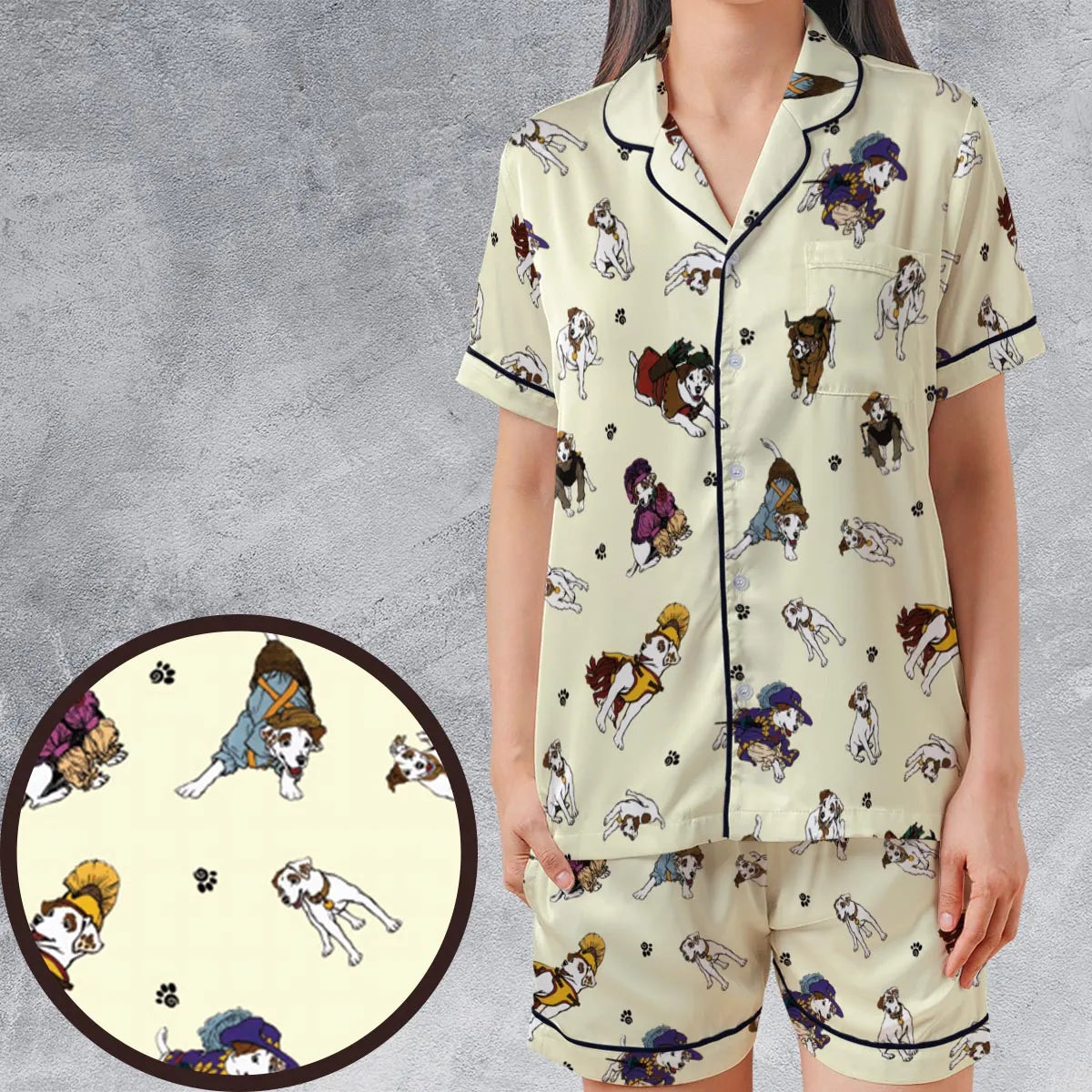 Satin Short-Sleeve Pajamas Set - PMJYQJF8