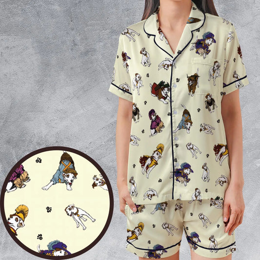Satin Short-Sleeve Pajamas Set - PMJYQJF8