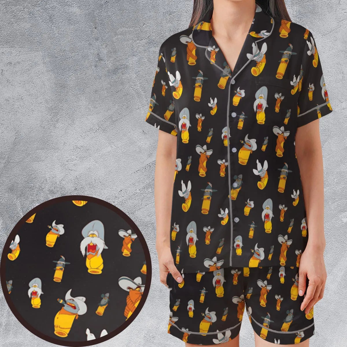 Satin Short-Sleeve Pajamas Set - MYATU96L