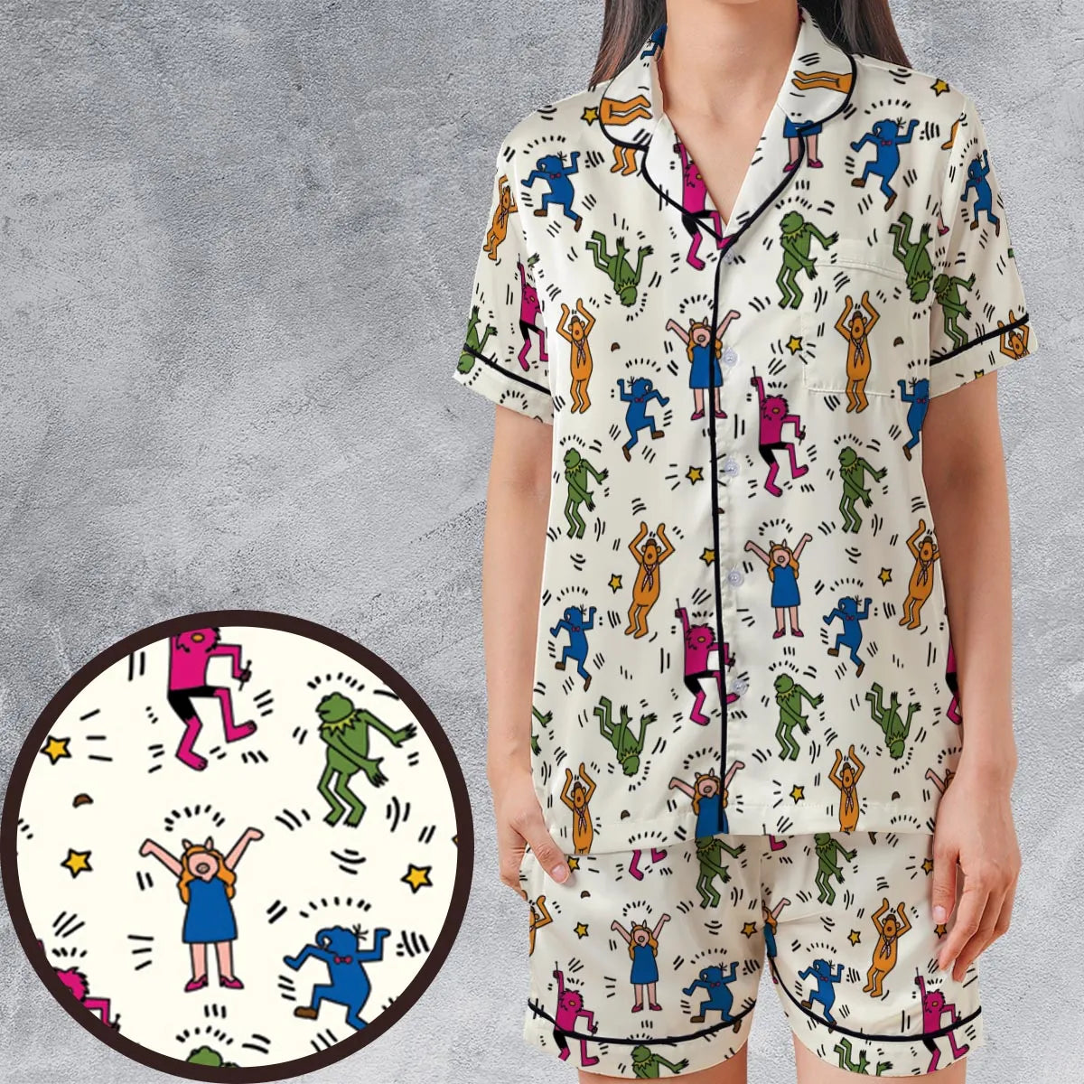 Satin Short-Sleeve Pajamas Set - QS5LHD4C