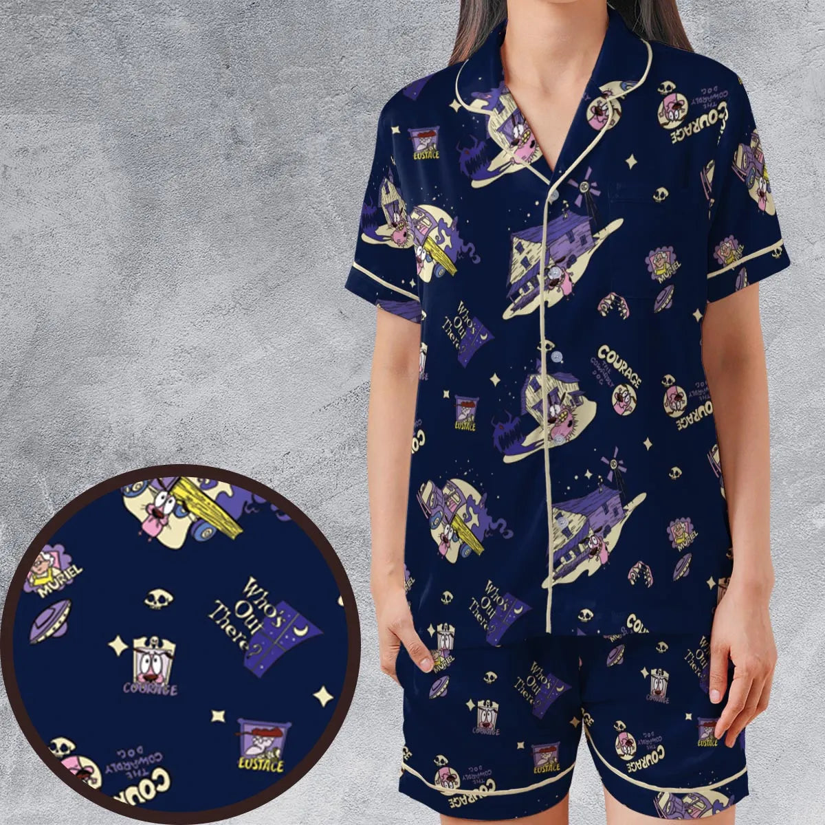 Satin Short-Sleeve Pajamas Set - GCYUFDMN