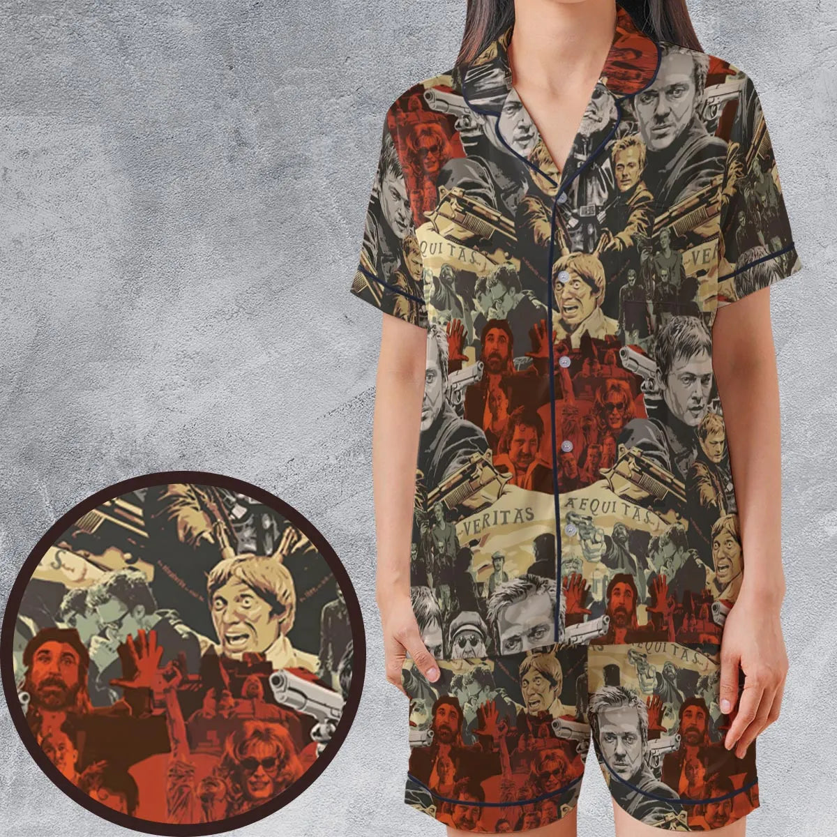 Satin Short-Sleeve Pajamas Set - 8VMXGVUC