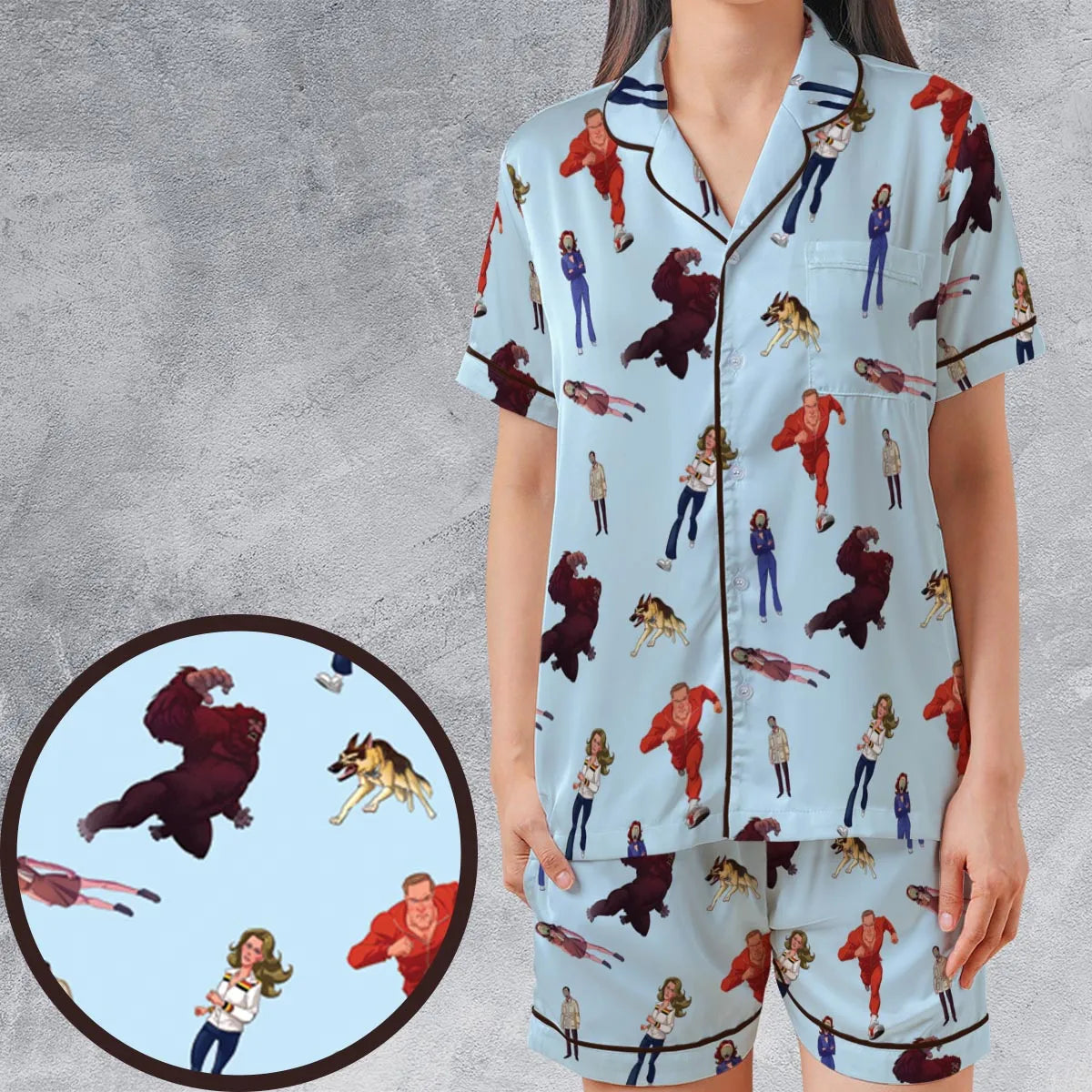 Satin Short-Sleeve Pajamas Set - LC669ZV2