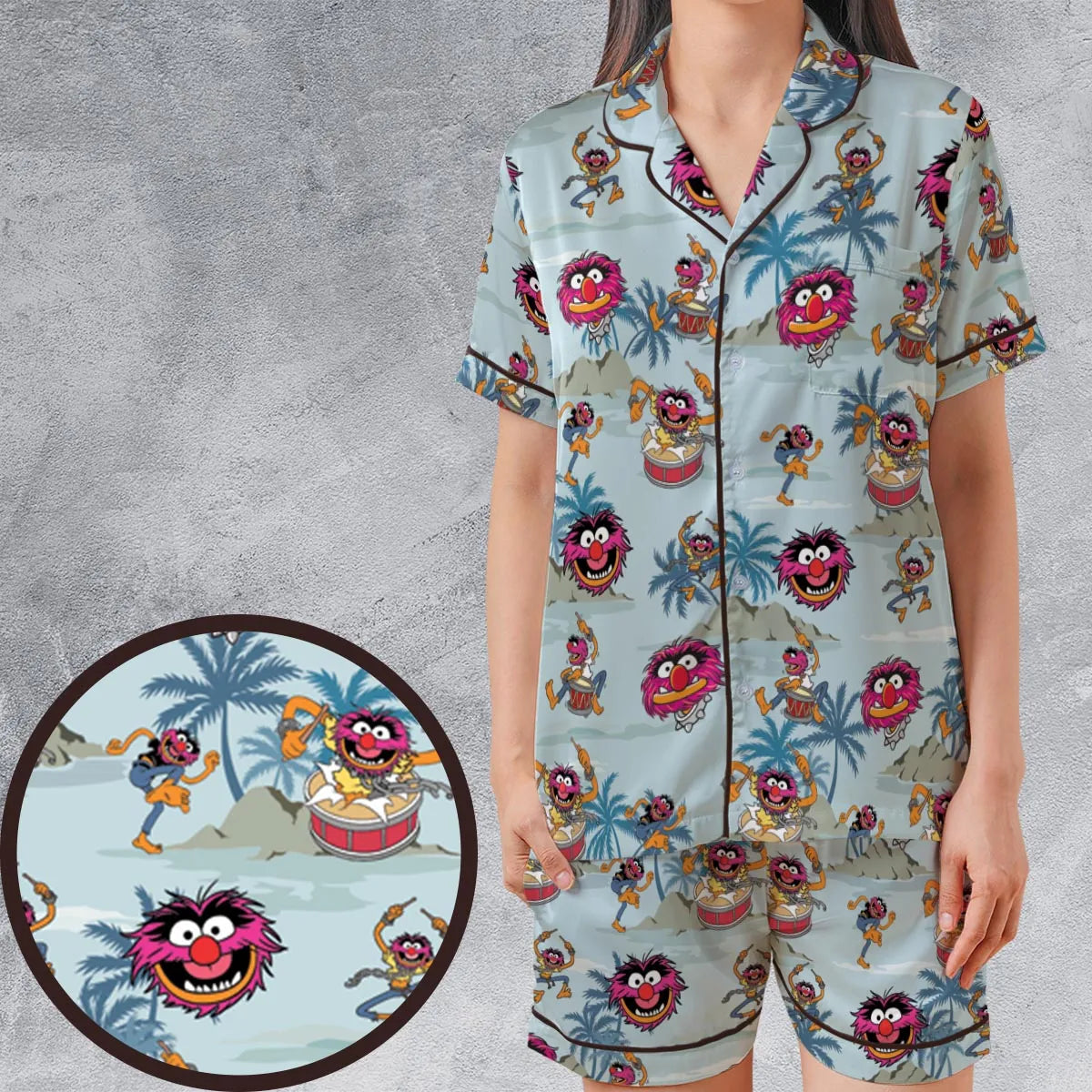 Satin Short-Sleeve Pajamas Set - 5TMPR511