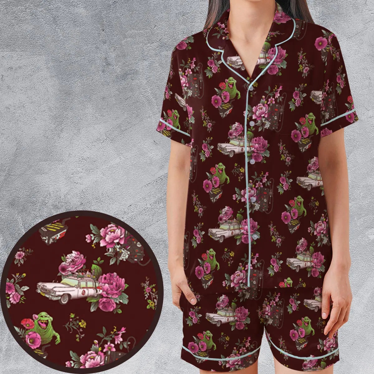 Satin Short-Sleeve Pajamas Set - N6DVJDC5
