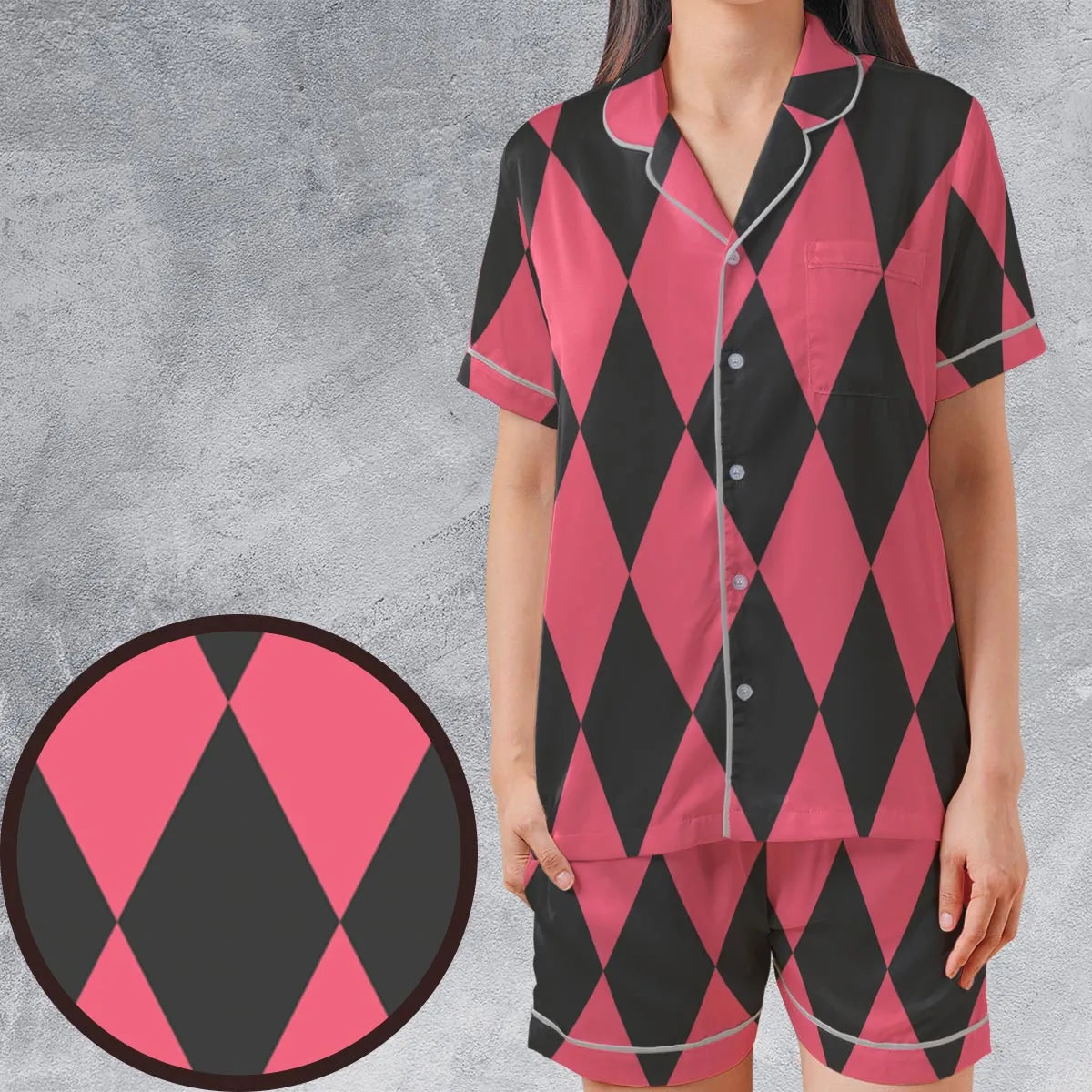 Satin Short-Sleeve Pajamas Set - NP6UV2GU