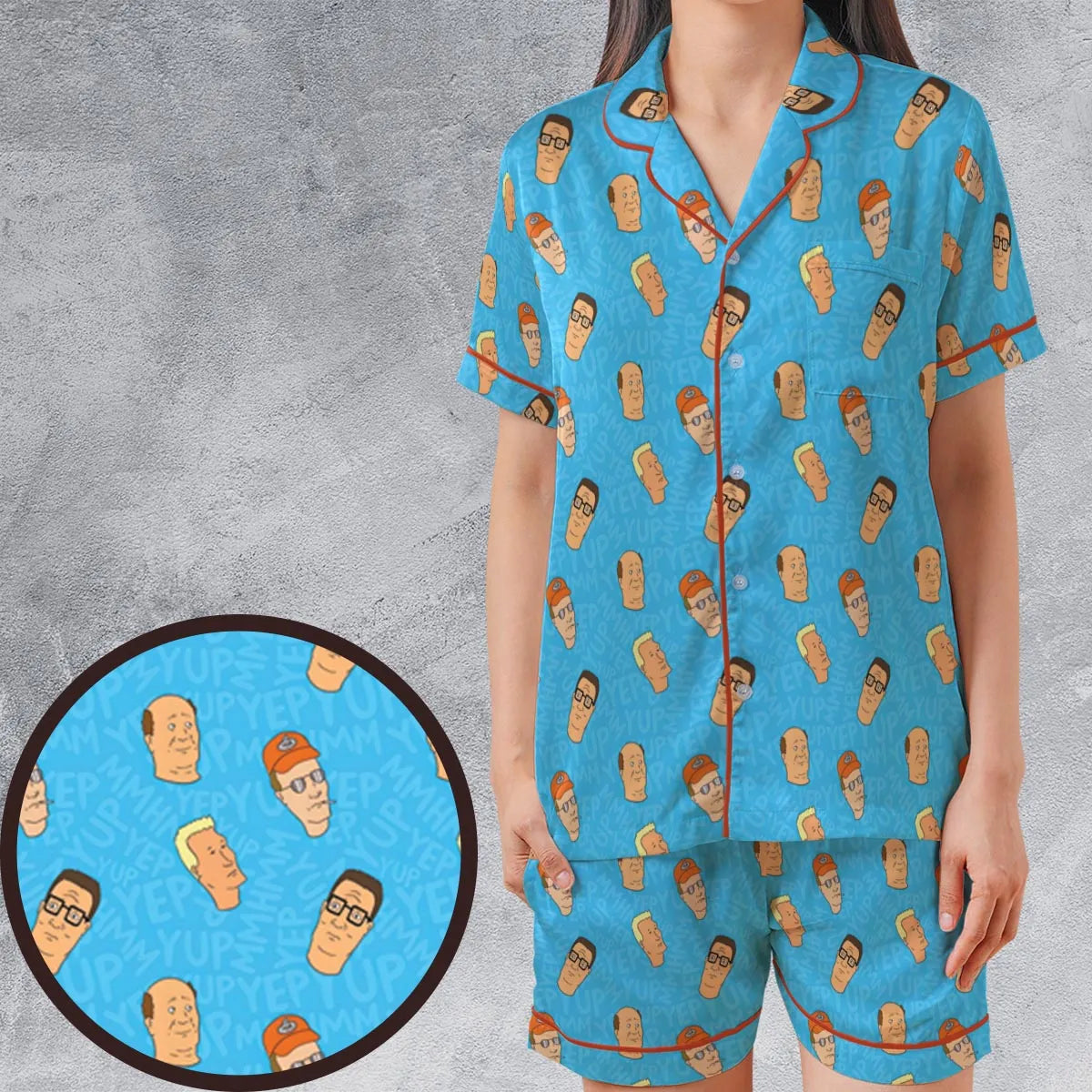 Satin Short-Sleeve Pajamas Set - P1ZEQVYX