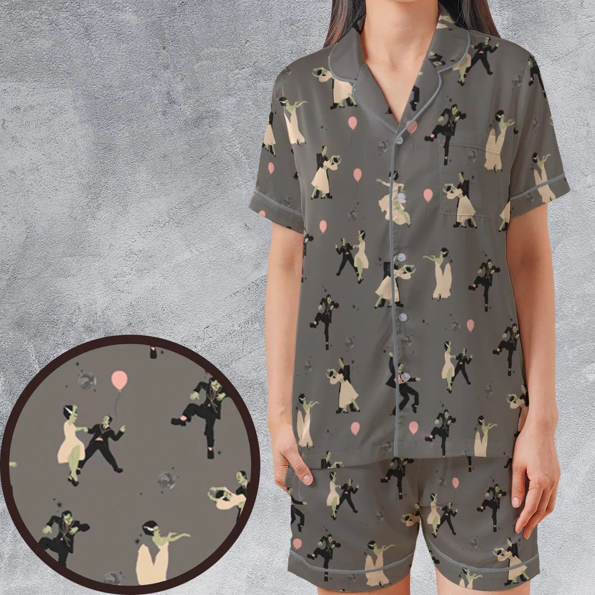 Satin Short-Sleeve Pajamas Set - NB4Y7L5N