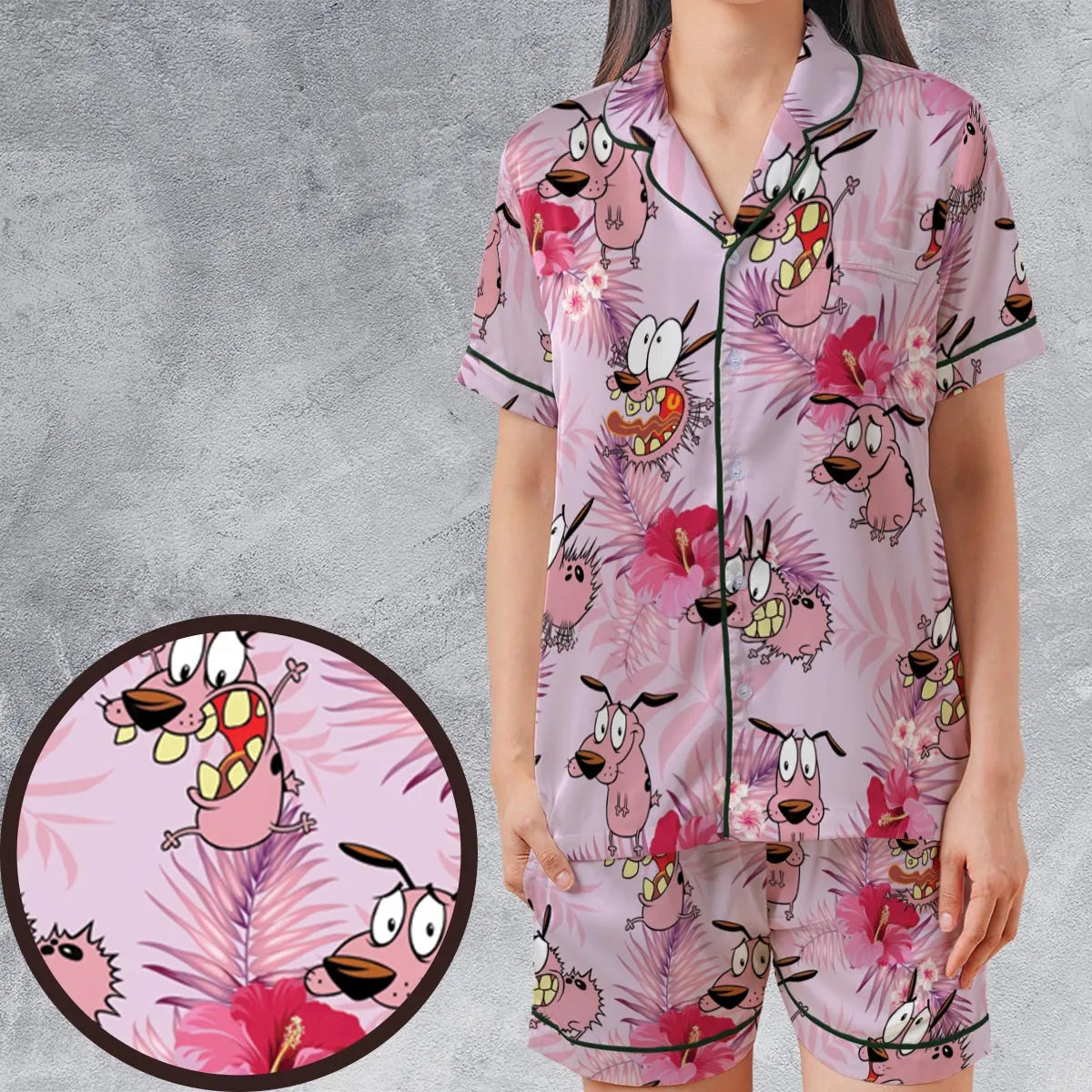 Satin Short-Sleeve Pajamas Set - GYAKJMGD