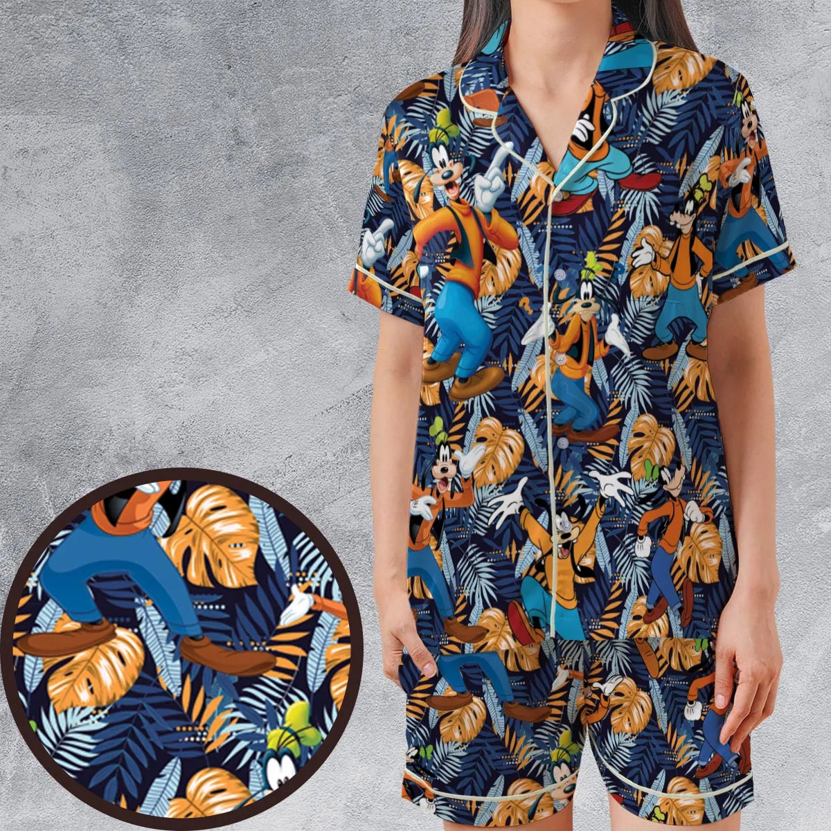 Satin Short-Sleeve Pajamas Set - DDD1RR8Z