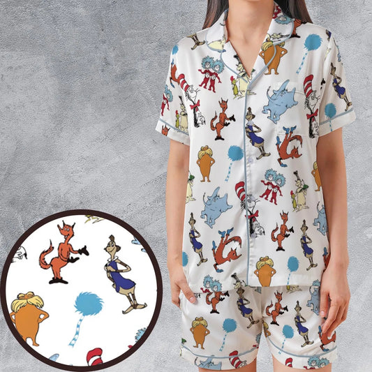 Satin Short-Sleeve Pajamas Set - TVW9G9NZ