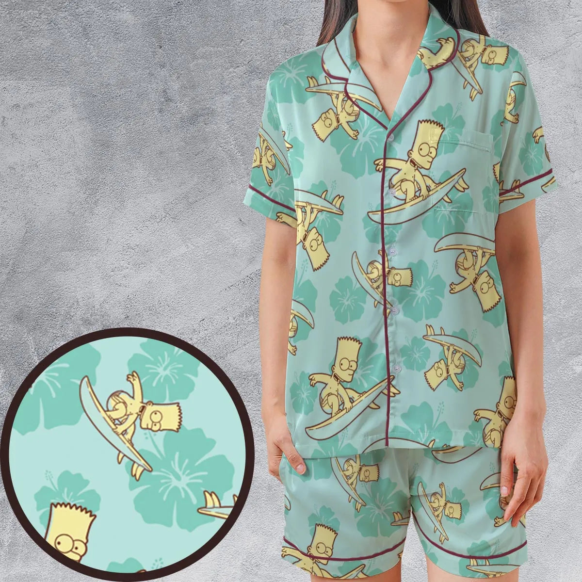 Satin Short-Sleeve Pajamas Set - R8QFYX74