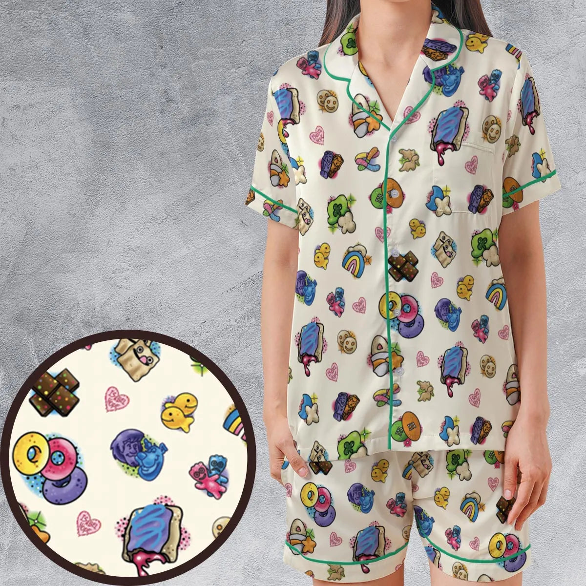 Satin Short-Sleeve Pajamas Set - TJ8DM8Q3
